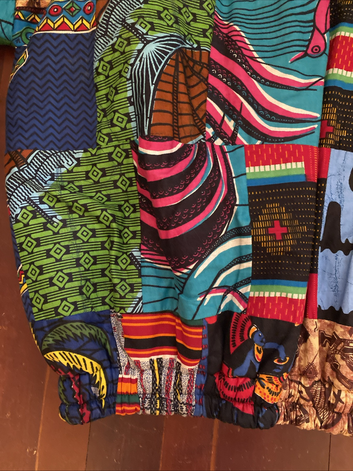 Reversible Patchwork Bomber/Puffer Jacket African… - image 20