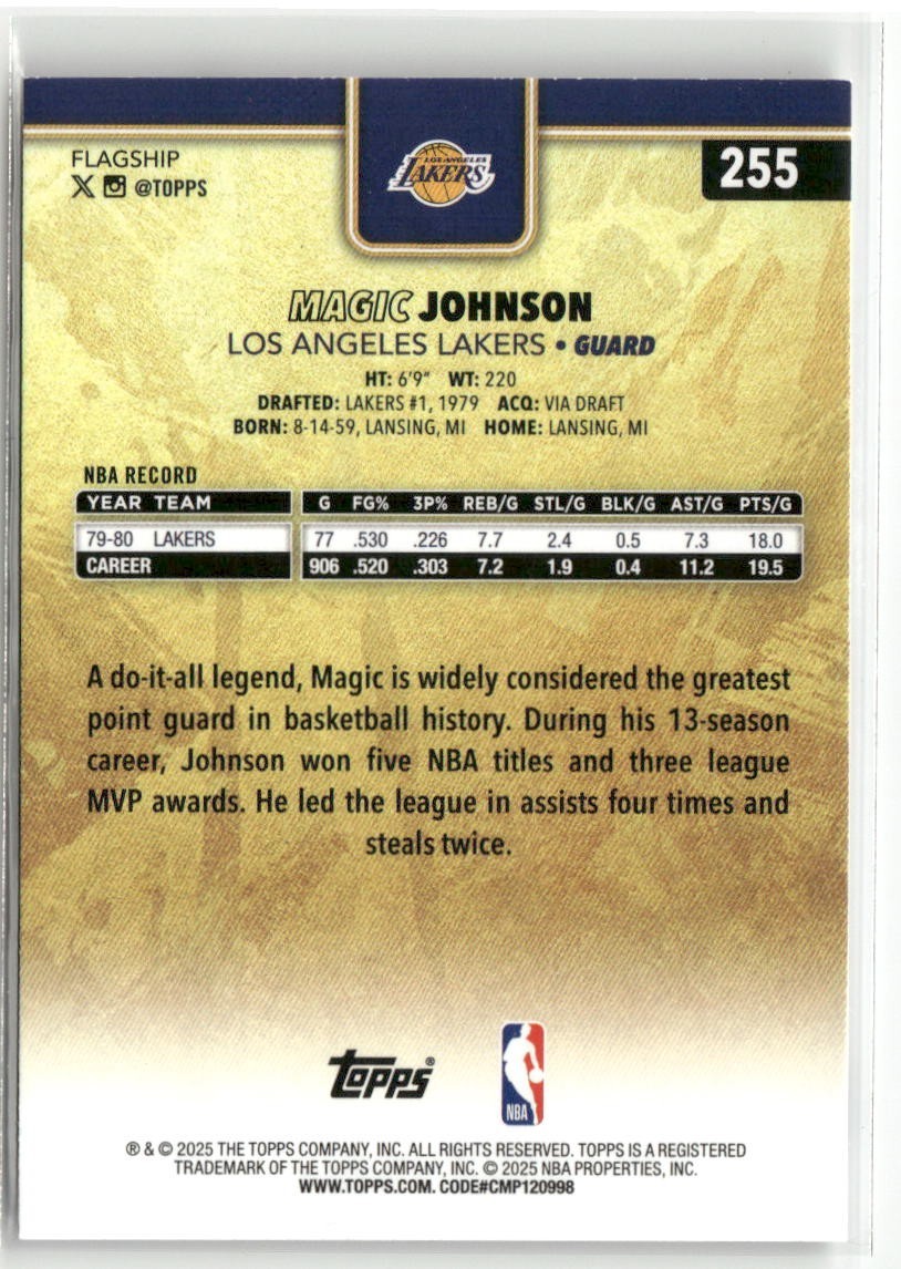 Magic Johnson 2025-26 Topps Basketball #255 Golden Mirror SSP Los