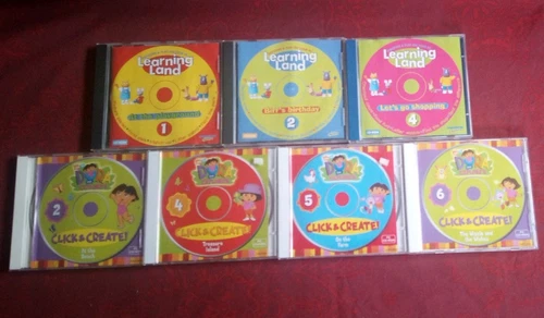 Learning Land  PC CD-ROM 3 Discs  and Dora the Explorer click and create 4 discs
