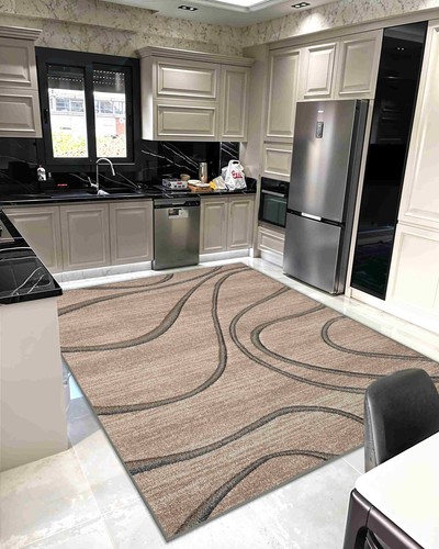 Abstract Modern Beige Area Rug Geometric Living Room Carpet - Picture 4 of 6