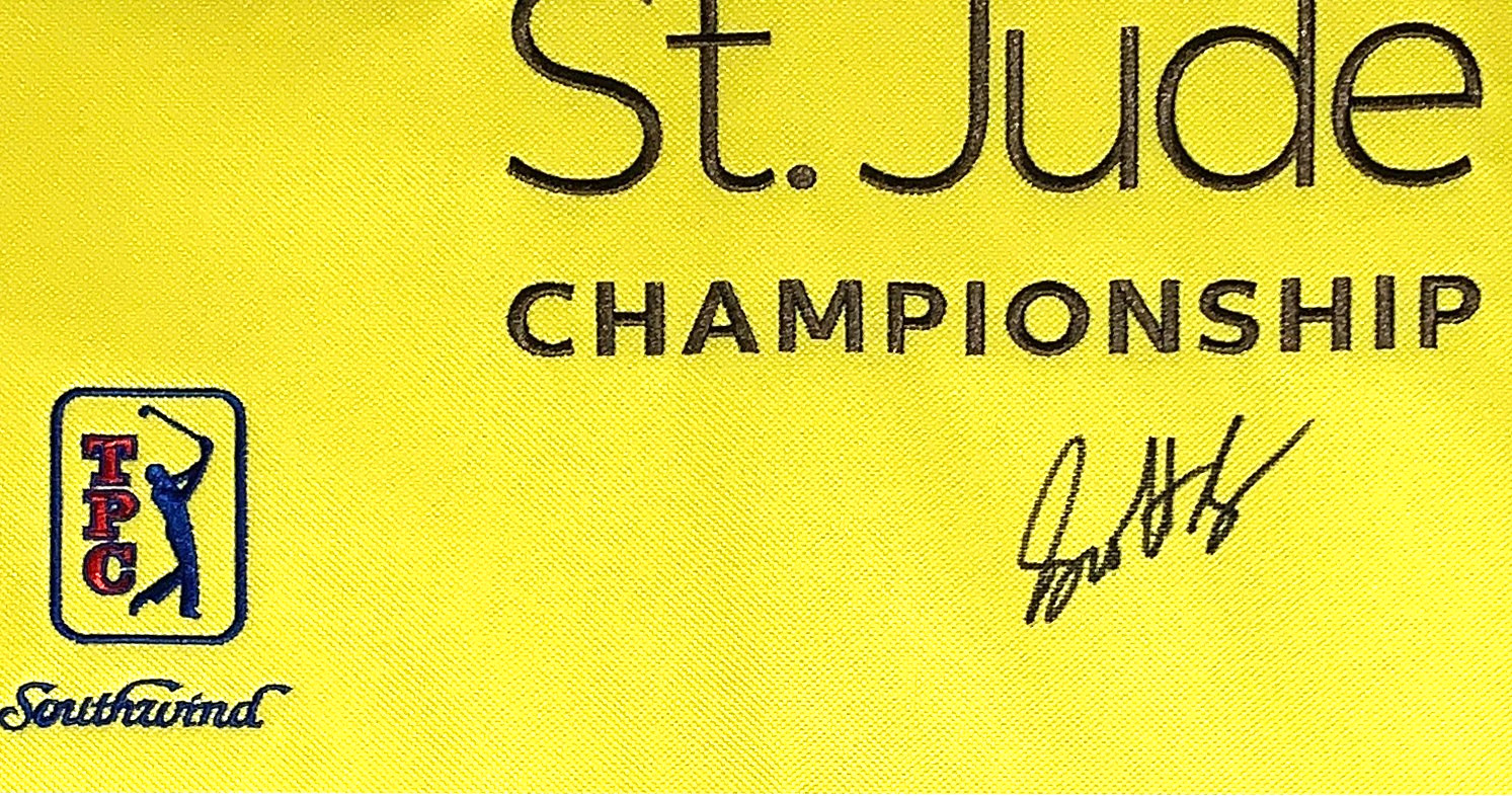 Scottie Scheffler Autographed St Jude Flag PSA DNA COA Framed & Photo 28x32 view 3