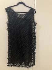 Vintage Saks Fifth Avenue 60s 70s Black Sheer Dress Nightgown Sz S Union Label