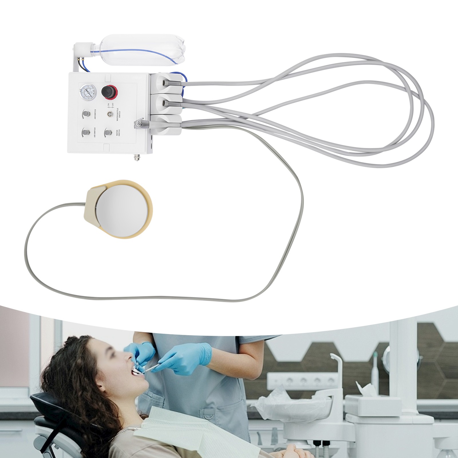 4-Hole Dental Portable Delivery Turbine Unit 3 Way Syringe Wall Mounted Turbine