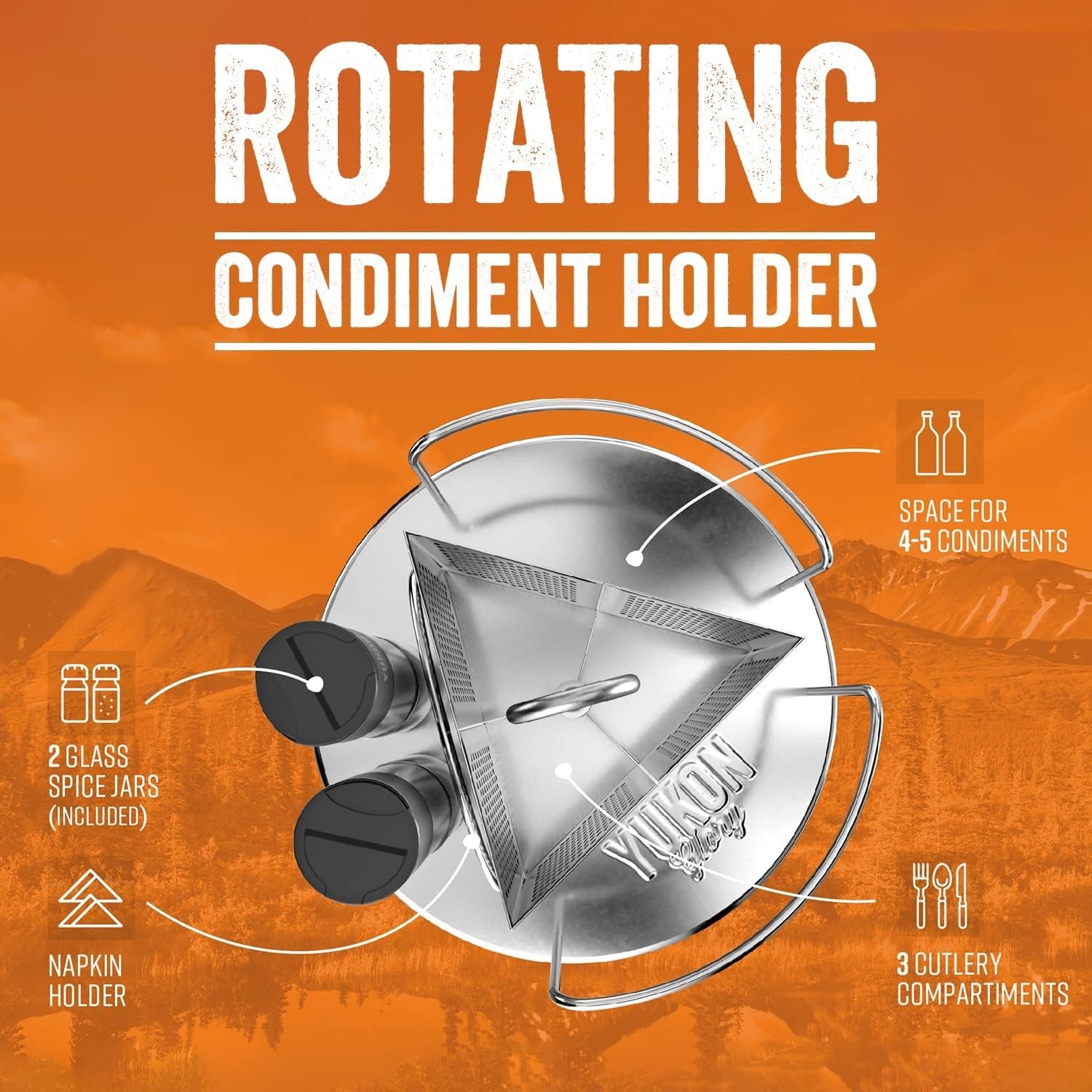 Yukon Glory Rotating Condiment Caddy, Stainless Steel Lazy 