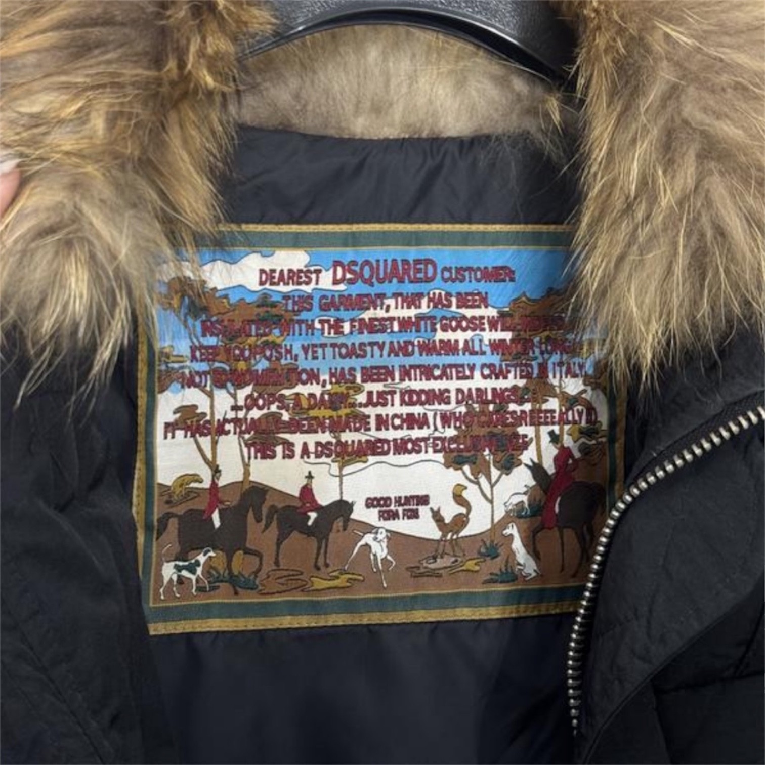 DSQUARED2 Real Goose Down Puffer Jacket Black Fur Hood Rare image 4