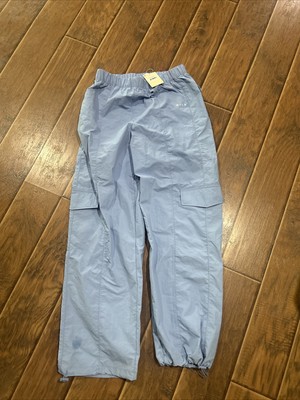 WILO THE LABEL Pants Small Parachute Cargo Nylon Elastic Waist Blue NEW