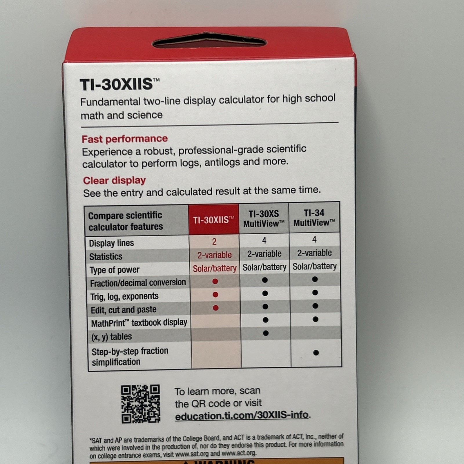 Texas Instruments 30XIIS Scientific Calculator Lightning Blue SAT & ACT Approved