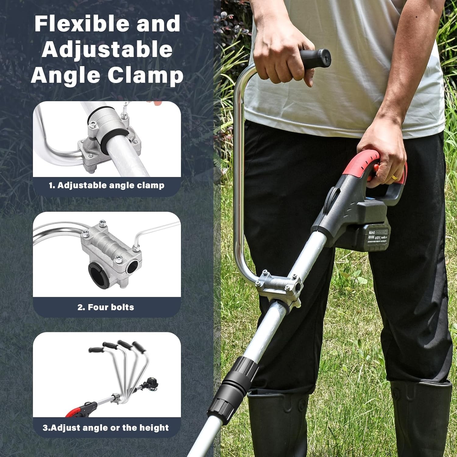 Auxiliary Handle For String Trimmers, Adjustable Position Ergonomic Tool Handle