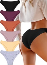 Women's Cotton Underwear 6 Pack Medium Breathable High Cut Bikini Style