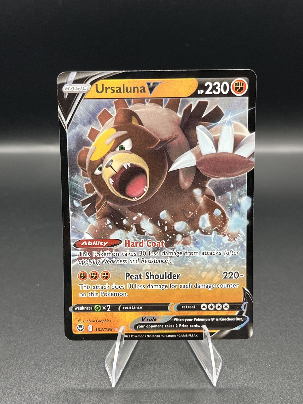 Ursaluna V 102/195 Ultra Rare Holo Card Pokemon TCG Silver Tempest NM / Mint