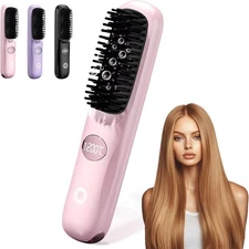 Go Brush Pro Cordless Hair Straightener Brush - Portable Hair Straightening Brus