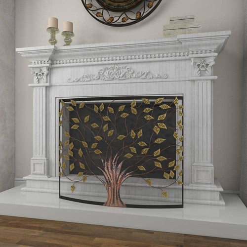 Litton Lane Bronze Metall Baum geformtes Relief Einzelscheibe Kamin Bildschirm mit - Bild 10 von 12