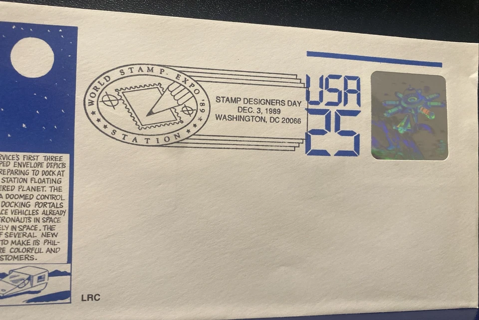 STAMP DESIGNERS DAY ON USPS FIRST 3 DIMENSIAL STAMPED ENVELOPE WASHINGTON 1989 - Image 3 of 4