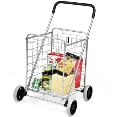 Portable Folding Shopping Cart Utility for Grocery Laundry-Silver ...