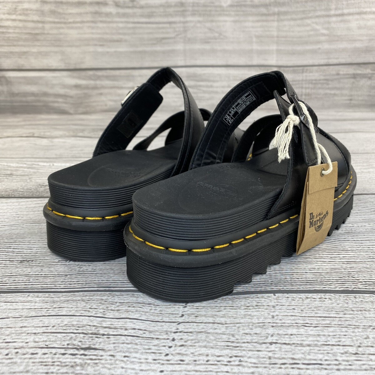 Dr. Martens Ryker Black Mens 13 Dr. Martens Ryker Leather Sandals Men Size 13 Slip On Shoes  main image 2
