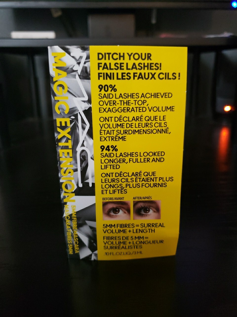 MAC Cosmetics Magic Extension 5MM Fibre Mascara EyeLash BLACK .10 oz / 3ml-image
