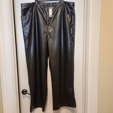 Nasty Gal Black Faux Leather Pants Womens Plus Size 22 Wide Leg WJRNE0317P 