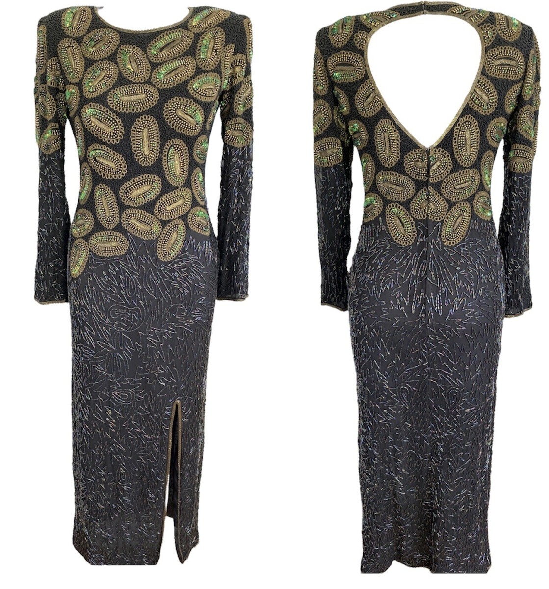vegas beaded dress Luxury Couture Beaded Black Formal Dress - Size 12 main image 0