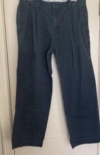 Chaps Pants Men 34x30 Navy Blue Pleated Front Classic Golf Outdoors 100% Cotton