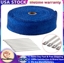 2 With 10 Ties 50ft Blue Exhaust Wrap Header Manifold Fiberglass Heat Wrap Tape 2 With 10 Ties 50ft Blue Exhaust Wrap Header Manifold Fiberglass Heat Wrap Tape