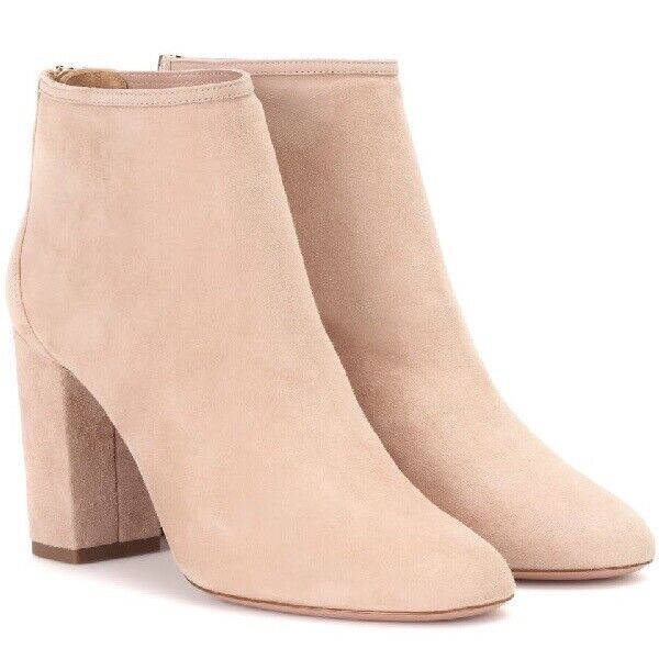 Aquazzura Downtown powder pink suede ankle boots … - image 1