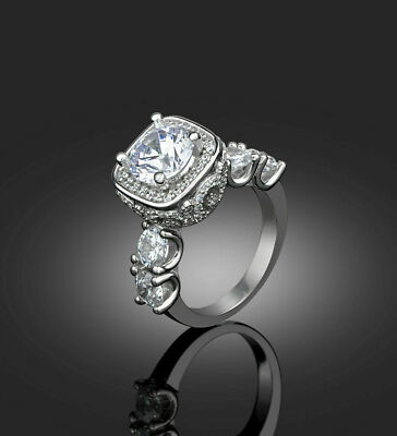 2Ct Lab Created Round Diamond Snowflake Engagement Ring 14K White Gold Finish