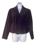 Gabriella Skye Womens 3 Button Career Fitted Blazer Purple Velour Size 8