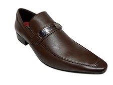 Sarreti Men's Slip On Chocolate Leather Dress Shoes 1302