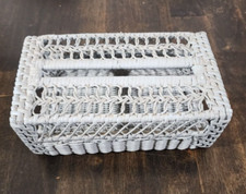 Vtg Wicker Tissue Box Cover Rattan Woven cottagecore