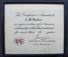 1954 Virginia-Carolina Chemical Corporation Award - Durham, NC - VC Fertilizers