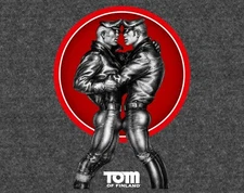 TOM OF FINLAND T SHIRT LEATHERMEN GAY MENS  (QUEER, LEATHER PANTS, PRINT)