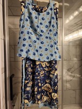 Vintage Oilily S/L Top  Skirt Set Outfit Blue Floral Layer Viscose Sz 36 6 US 