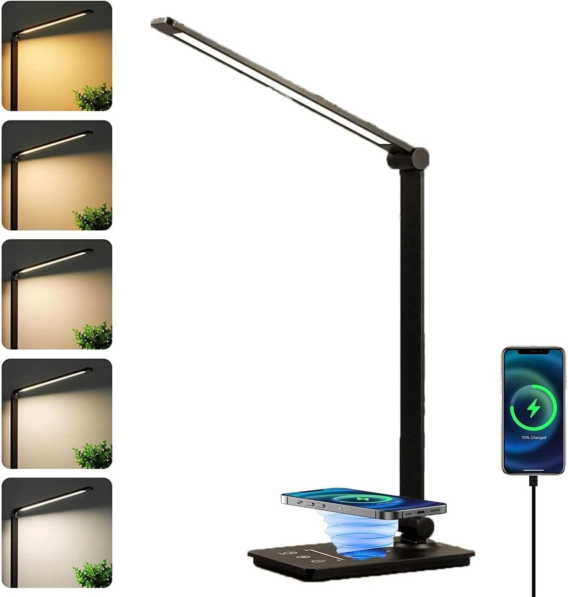 LED Lampe Bureau sans Fil Chargeur Intégré 4 Couleur Température