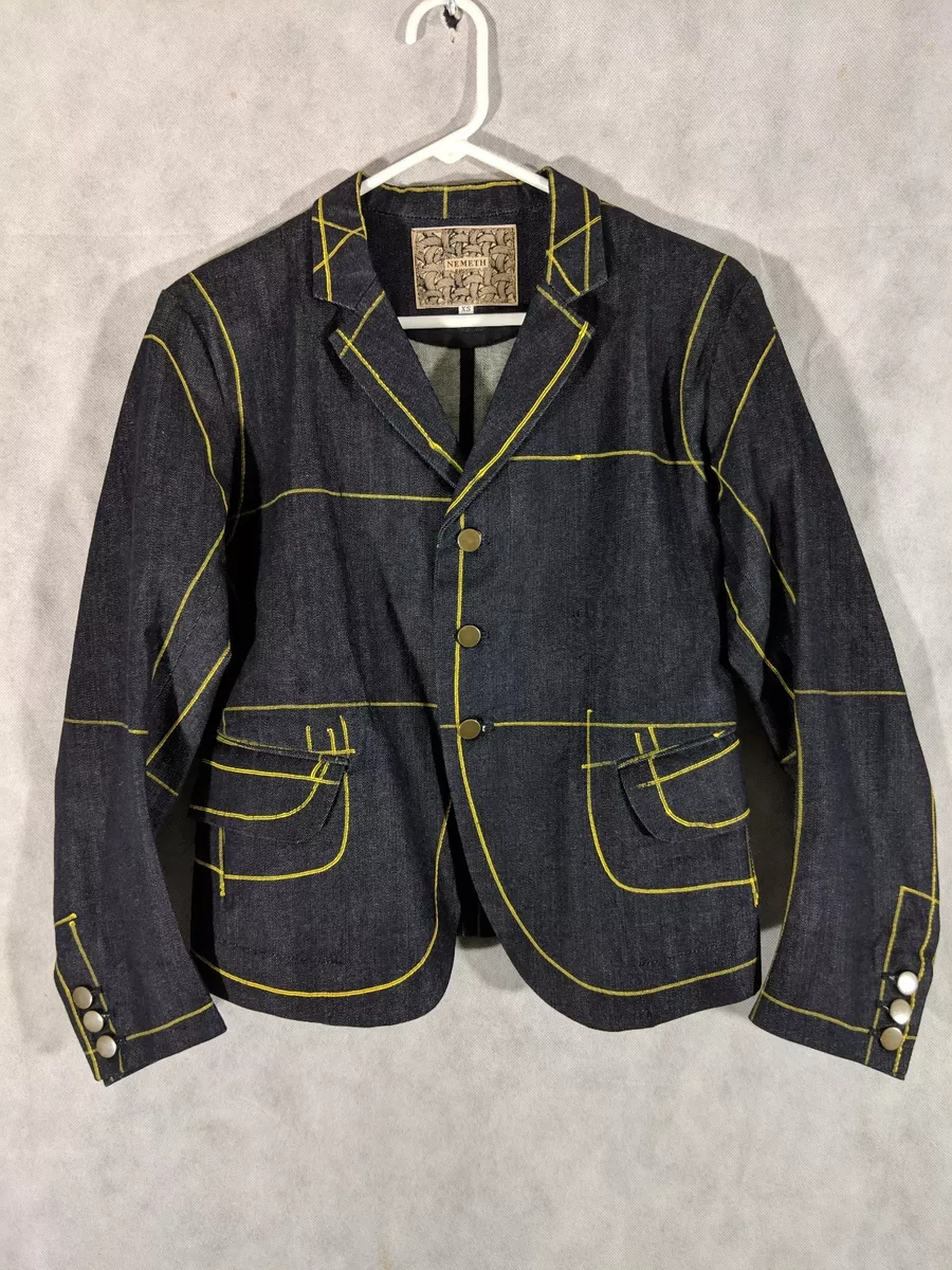Christopher NEMETH Archive Denim Yellow Marker Blazer Jacket Mint Condition...
