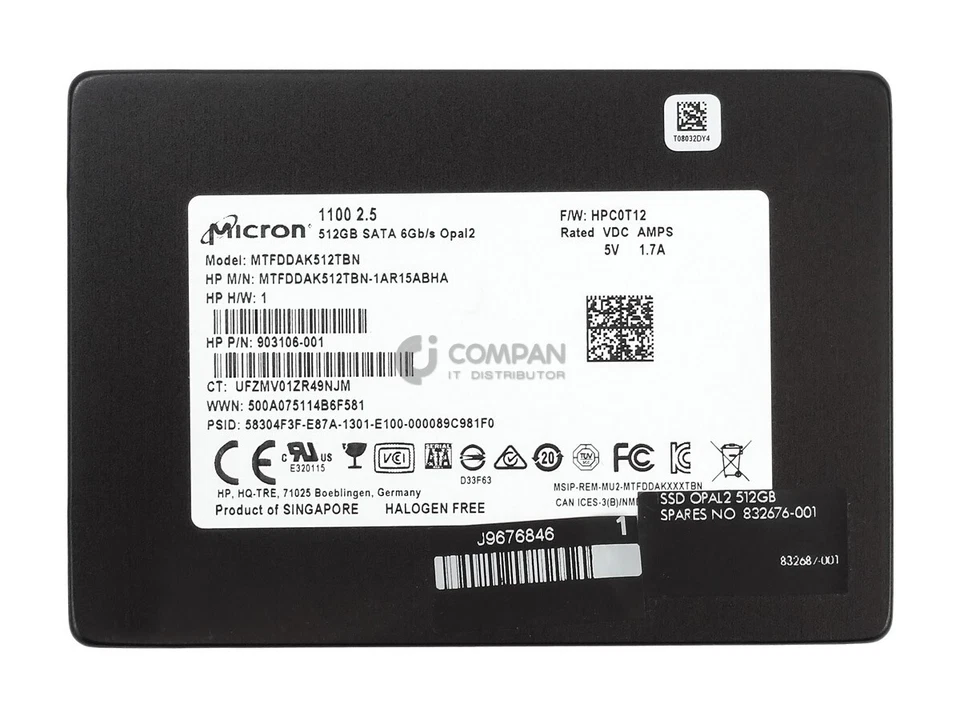 832676-001 HP SSD 512GB SATA 6G 2.5" SFF - Image 3 of 4