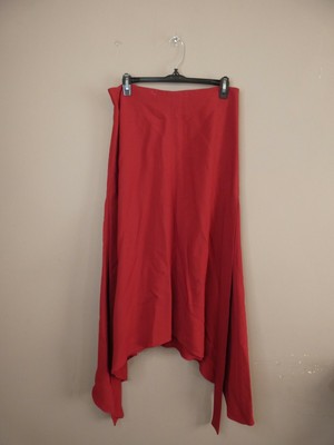 Hellessy New York Women's 8 Asymmetric Midi Skirt Side Strips Red NWT Viscose 