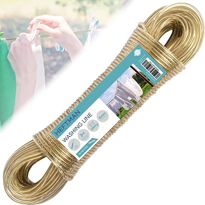 HEFTMAN 50m Washing Line Thick Steel Core Clothes Lines Rope Laundry PVC  Outdoor