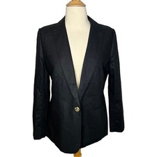 J.Crew Womens 178 Linen Holland Blazer Black Size 6 Al222