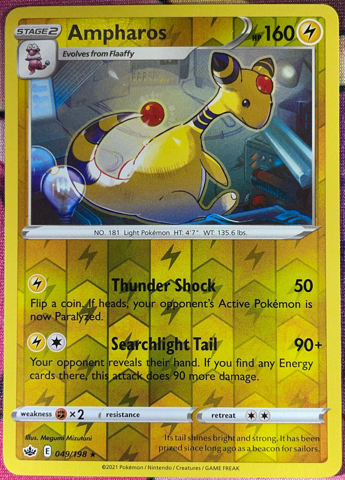 Ampharos Reverse Holo Rare - 049/198 - Chilling Reign Pokemon 2021
