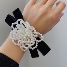 Elegant Korean Girls Women Bow Pearl Hair Rope Hair Accessories Rubber Bands
