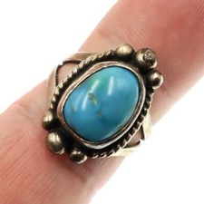 Vintage Native American Sterling Silver Turquoise Ring Size 5