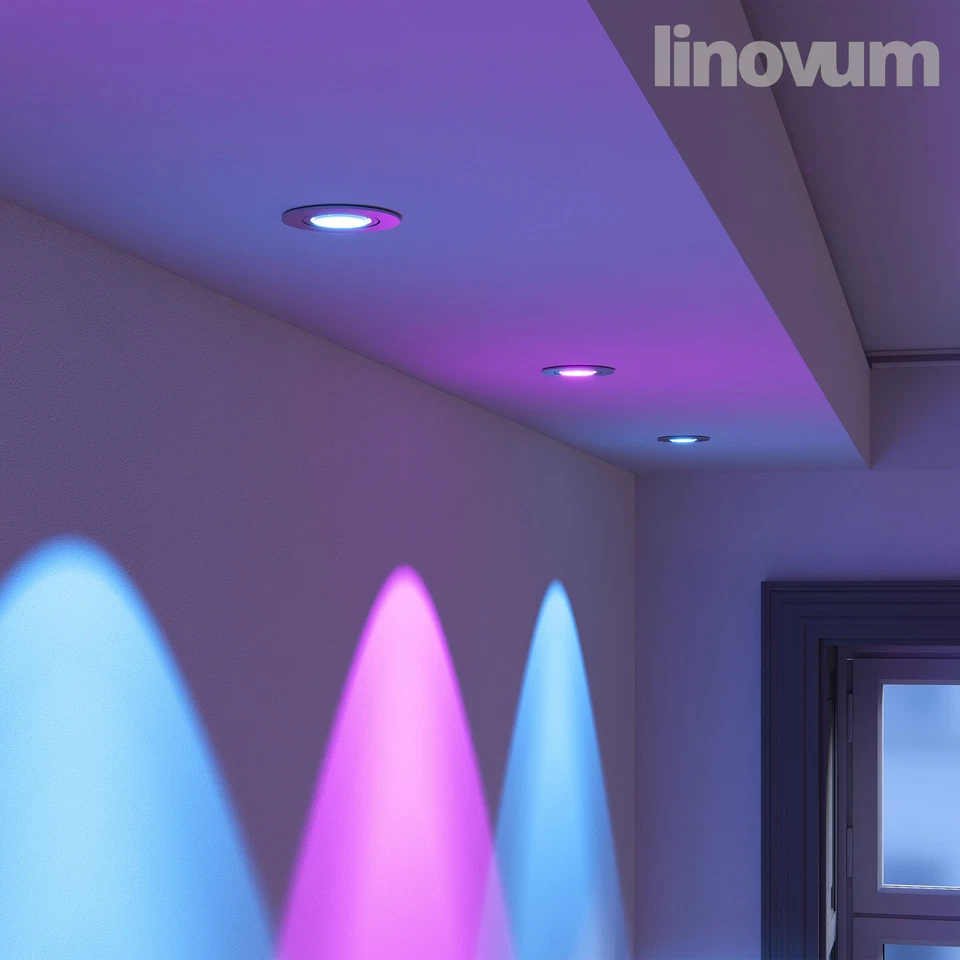 Decken Einbaustrahler rund Spot gebürstet Smart Modul LED Lampe RGB+CCT 230V - Bild 4 von 4