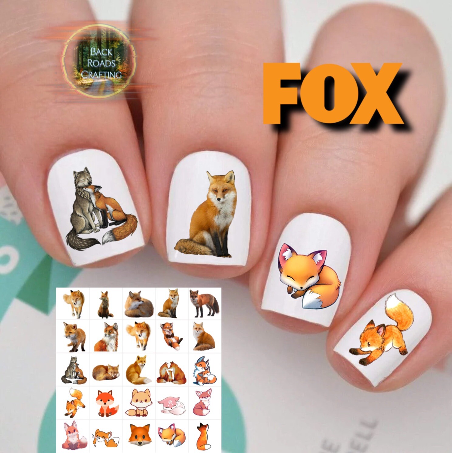 Foxes Fox Waterslide Nail Art Decals Set Of 50 & Instructions and bonus