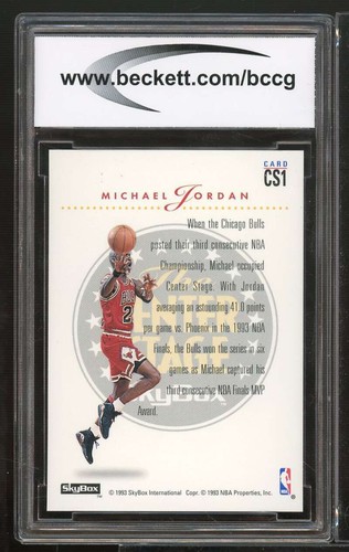 1993-94 SkyBox Center Stage #CS1 Michael Jordan Card BCCG 9 Near Mint+ - 第 2/2 張圖片