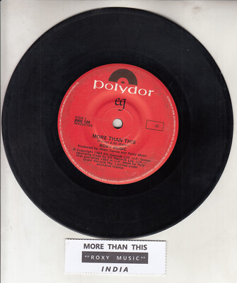 ROXY MUSIC & BRYAN FERRY More than this 7'' 45 rpm record + juke box title strip