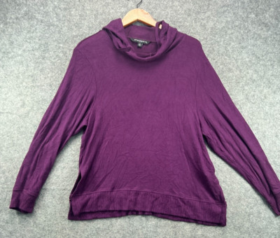 Sharagano NWT Womens Hoodie Purple Size Medium Sweatshirt Long Sleeve Rayon