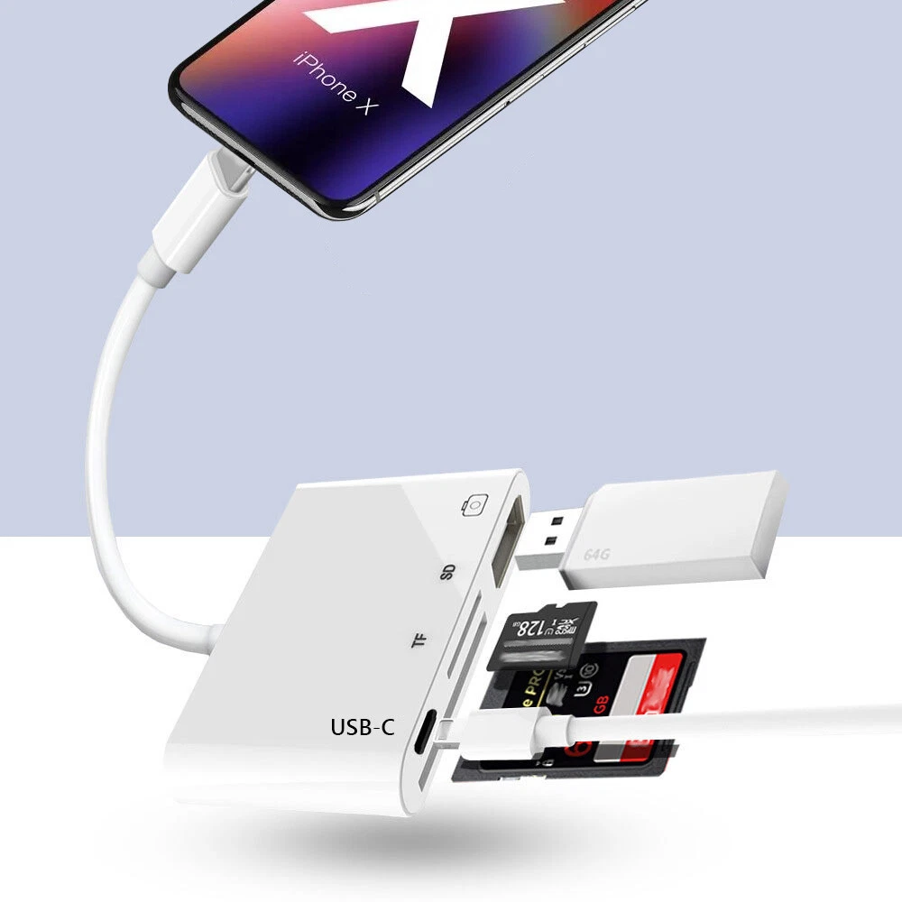 USB-C/TF SD Card Reader USB HUB OTG Adapter For iPhone15/14 Pro Max iPad Android