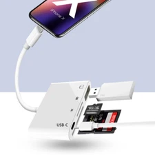 4-in-1 USB HUB OTG Adapter MMC Card Reader for iPhone 15/14/13 iOS Android Phone