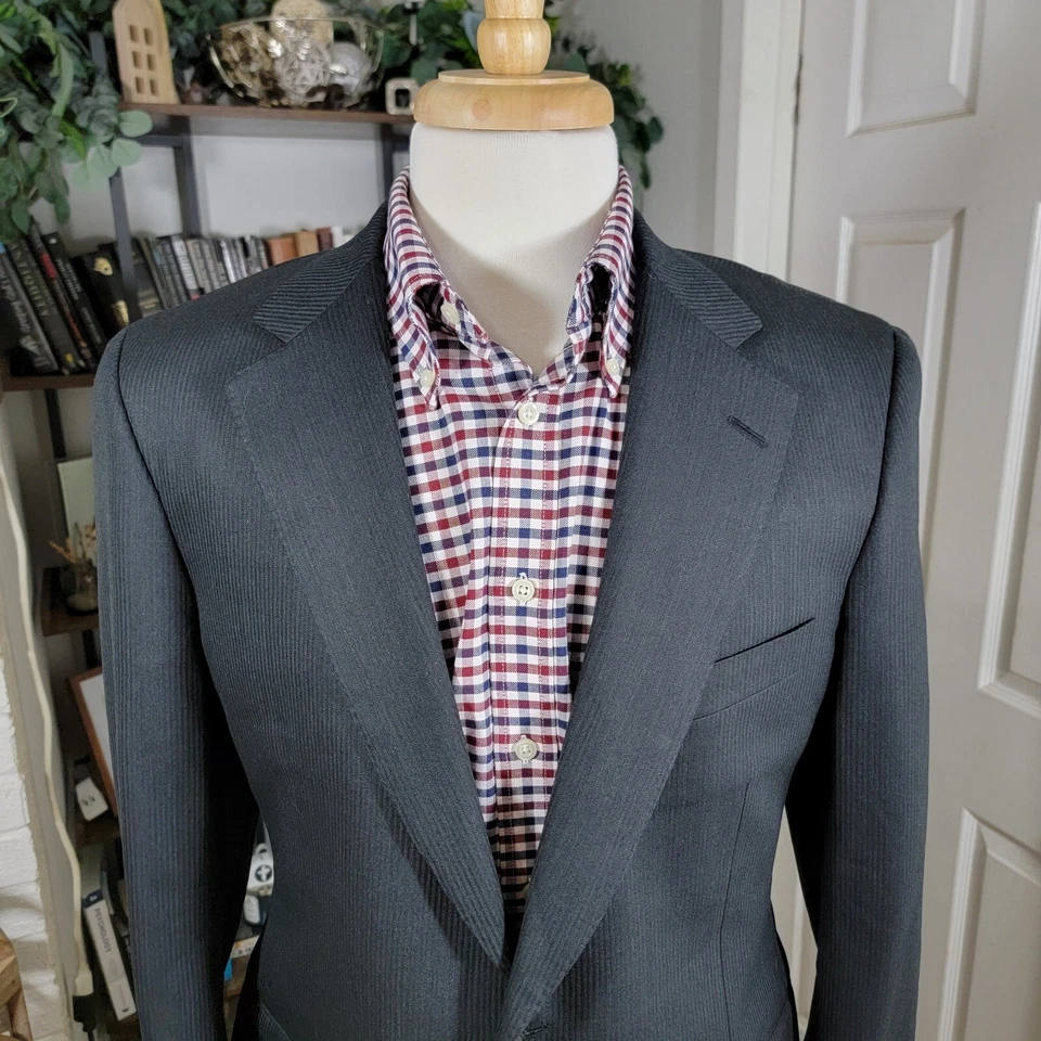 Abrigo Deportivo Samuelsohn Dos Botones Carbón Espiga Lana Cachemira 40S Cirujano Foto 2 de 4