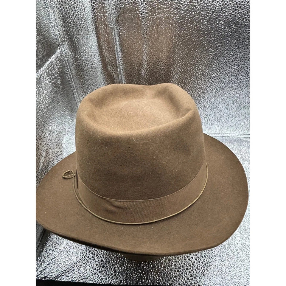 Sombrero Fedora de Lana Borsalino A Carras Atenas Marrón Detalle Cinta Para Hombre Foto 4 de 4